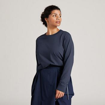 Allbirds Allgood Baumwoll Long Sleeve T shirts Damen Indigo | PATER48412