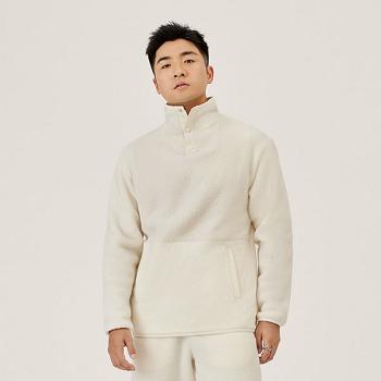 Allbirds Fluff Fleece Pullover Sweatshirts Herren Weiß | ATNEJ90560