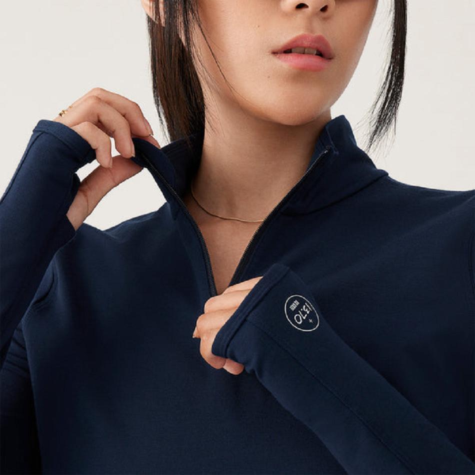 Allbirds Performance Quarter Zip Sweatshirts Damen Navy | QATWA99101