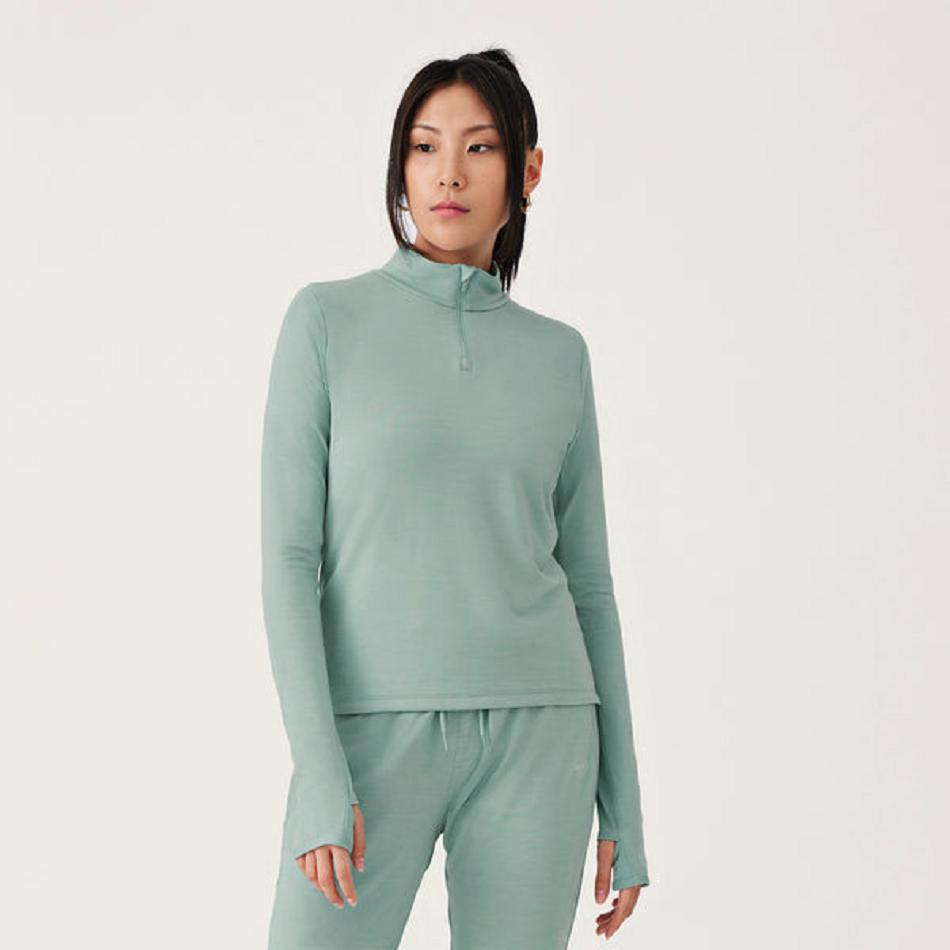 Allbirds Performance Quarter Zip Sweatshirts Damen Grün | XATBH27856