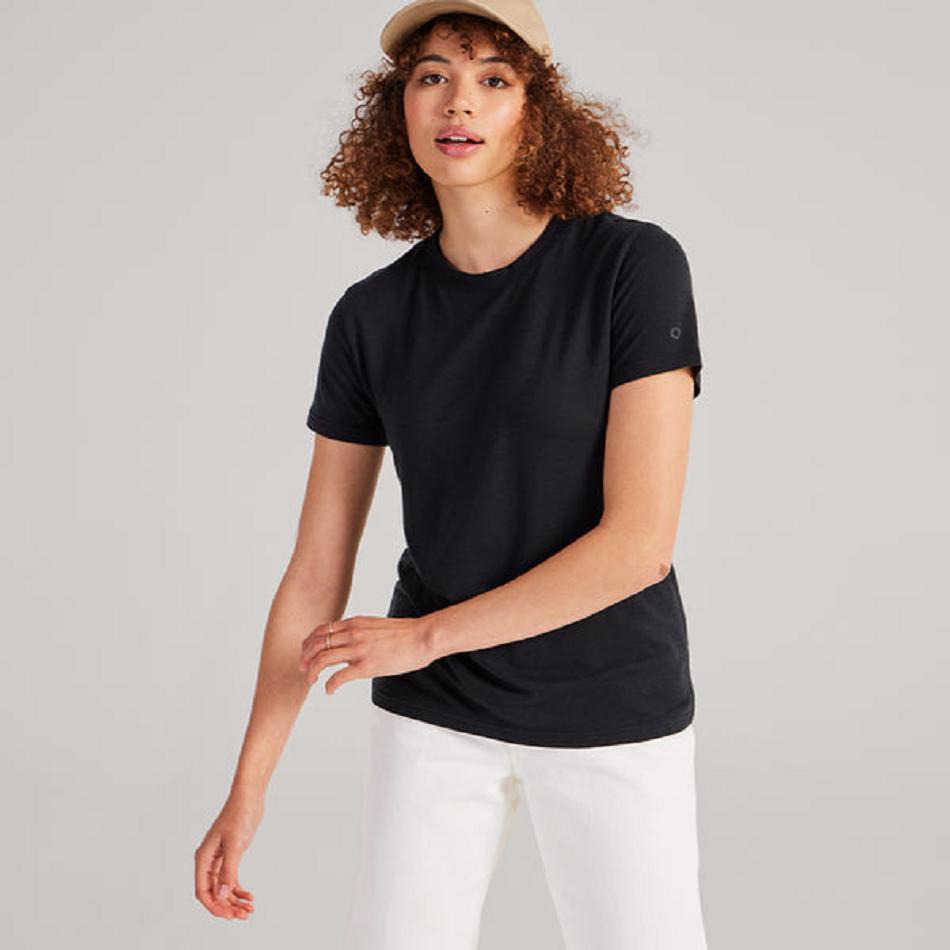 Allbirds Sea T shirts Damen Schwarz | FATHY11569